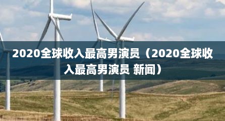 2020全球收入最高男演员（2020全球收入最高男演员 新闻）