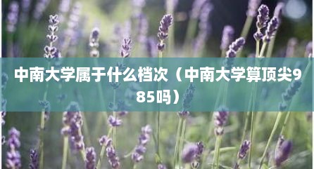 中南大学属于什么档次（中南大学算顶尖985吗）
