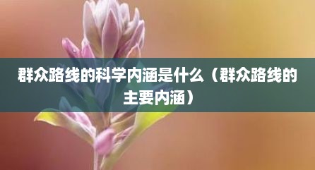 群众路线的科学内涵是什么（群众路线的主要内涵）