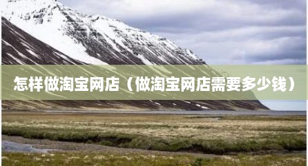 怎样做淘宝网店（做淘宝网店需要多少钱）