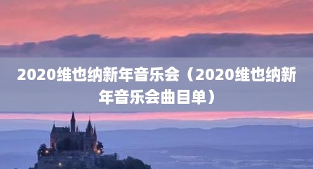 2020维总纳新年音乐会（2020维总纳新年音乐会曲丰单）