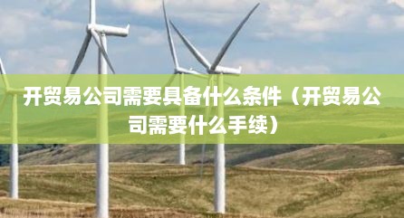 开贸易公司需要具备什么条件（开贸易公司需要什么手续）