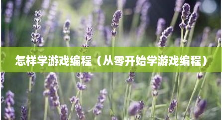 怎样学游戏编程（从零开始学游戏编程）
