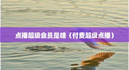 点播超级会员是啥（付费超级点播）