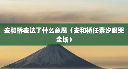 安和桥表达了什么意思（安和桥任素汐唱哭全场）