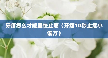 牙疼怎么才能最快止痛（牙疼10秒止疼小偏方）