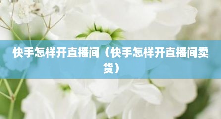 快手怎样开直播间（快手怎样开直播间卖货）