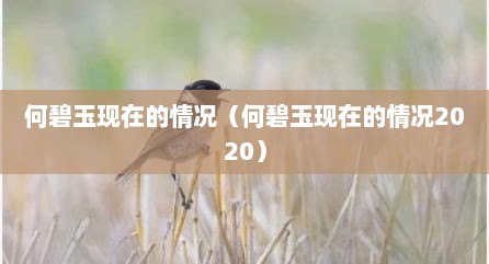 何碧玉现在的情况（何碧玉现在的情况2020）