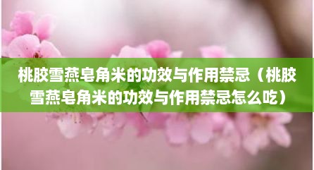 桃胶雪燕皂角米的功效与作用禁忌（桃胶雪燕皂角米的功效与作用禁忌怎么吃）