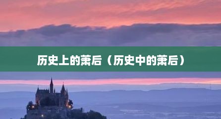 历史上的萧后（历史中的萧后）