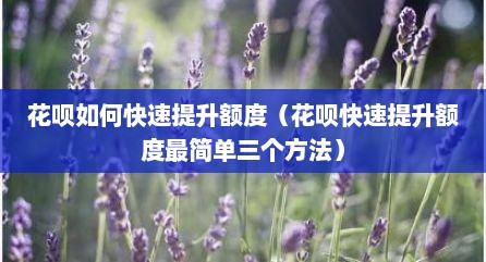 花呗如何快速提升额度（花呗快速提升额度最简单三个方法）