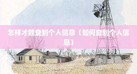 怎样才能查到个人信息（如何查到个人信息）