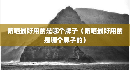 防晒最好用的是哪个牌子（防晒最好用的是哪个牌子的）