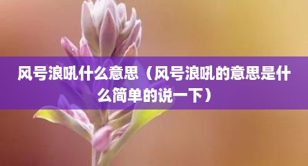 风号浪吼什么意思（风号浪吼的意思是什么简单的说一下）