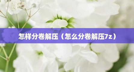 怎样分卷解压（怎么分卷解压7z）
