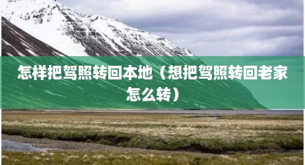 怎样把驾照转回本地（想把驾照转回老家怎么转）