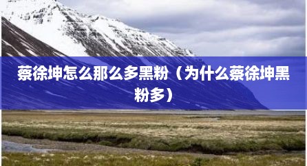蔡徐坤怎么那么多黑粉（为什么蔡徐坤黑粉多）