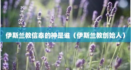 伊斯兰教信奉的神是谁（伊斯兰教创始人）