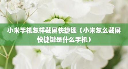 小米手机怎样截屏快捷键（小米怎么截屏快捷键是什么手机）
