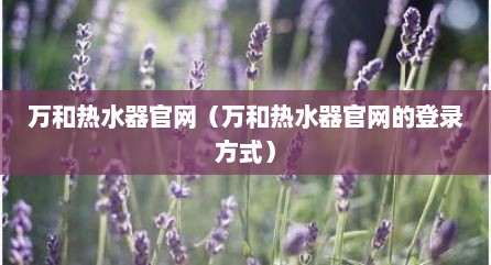 万和热水器官网（万和热水器官网的登录方式）
