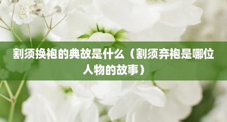 割须换袍的典故是什么（割须弃袍是哪位人物的故事）