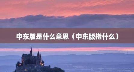 中东版是什么意思（中东版指什么）