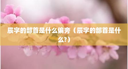 辰字的部首是什么偏旁（辰字的部首是什么?）