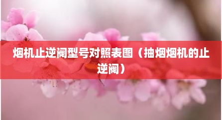 烟机止逆阀型号对照表图（抽烟烟机的止逆阀）