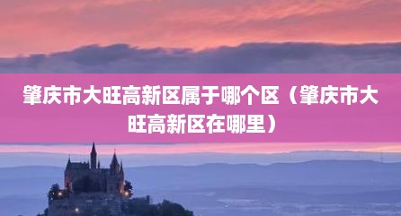 肇庆市大旺高新区属于哪个区（肇庆市大旺高新区在哪里）