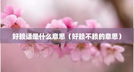 好赖话是什么意思（好赖不赖的意思）
