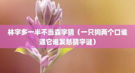 林字多一半不当森字猜（一只狗两个口谁遇它谁发愁猜字谜）