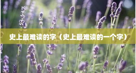 史上最难读的字（史上最难读的一个字）