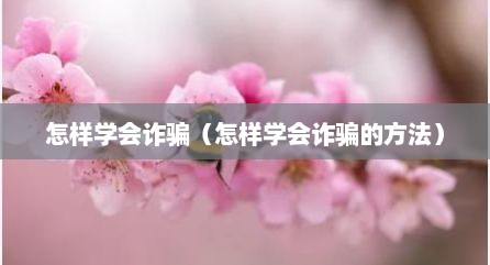 怎样学会诈骗（怎样学会诈骗的方法）