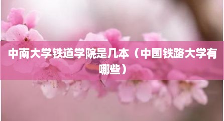 中南大学铁道学院是几本（中国铁路大学有哪些）