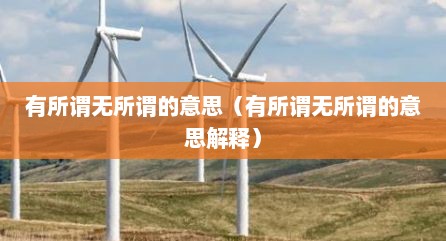 有所谓无所谓的意思（有所谓无所谓的意思解释）