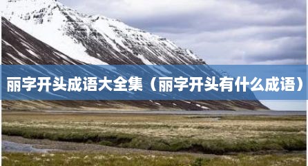 丽字开头成语大全集（丽字开头有什么成语）