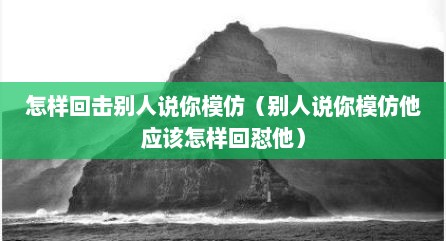 怎样回击别人说你模仿（别人说你模仿他应该怎样回怼他）