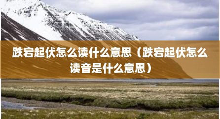 跌宕起伏怎么读什么意思（跌宕起伏怎么读音是什么意思）