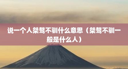 说一个人桀骜不驯什么意思（桀骜不驯一般是什么人）