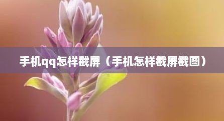 手机qq怎样截屏（手机怎样截屏截图）