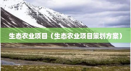 生态农业项目（生态农业项目策划方案）