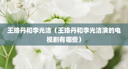 王珞丹和李光洁（王珞丹和李光洁演的电视剧有哪些）