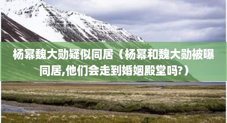 杨幂魏大勋疑似同居（杨幂和魏大勋被曝同居,他们会走到婚姻殿堂吗?）