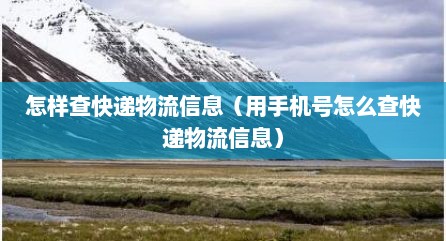怎样查快递物流信息（用手机号怎么查快递物流信息）