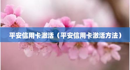 平安信用卡激活（平安信用卡激活方法）