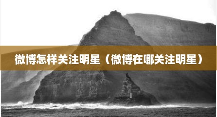微博怎样关注明星（微博在哪关注明星）