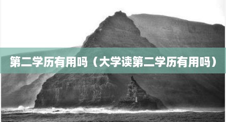第二学历有用吗（大学读第二学历有用吗）