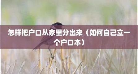 怎样把户口从家里分出来（如何自己立一个户口本）