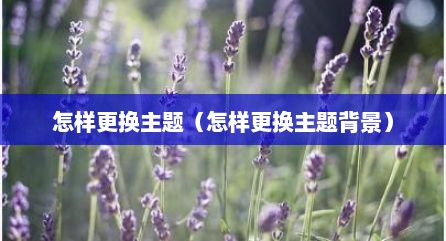 怎样更换主题（怎样更换主题背景）
