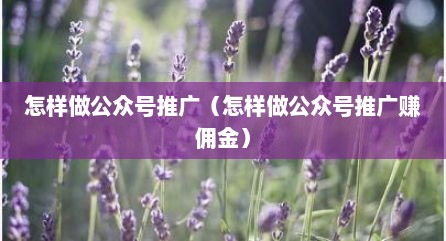 怎样做公众号推广（怎样做公众号推广赚佣金）